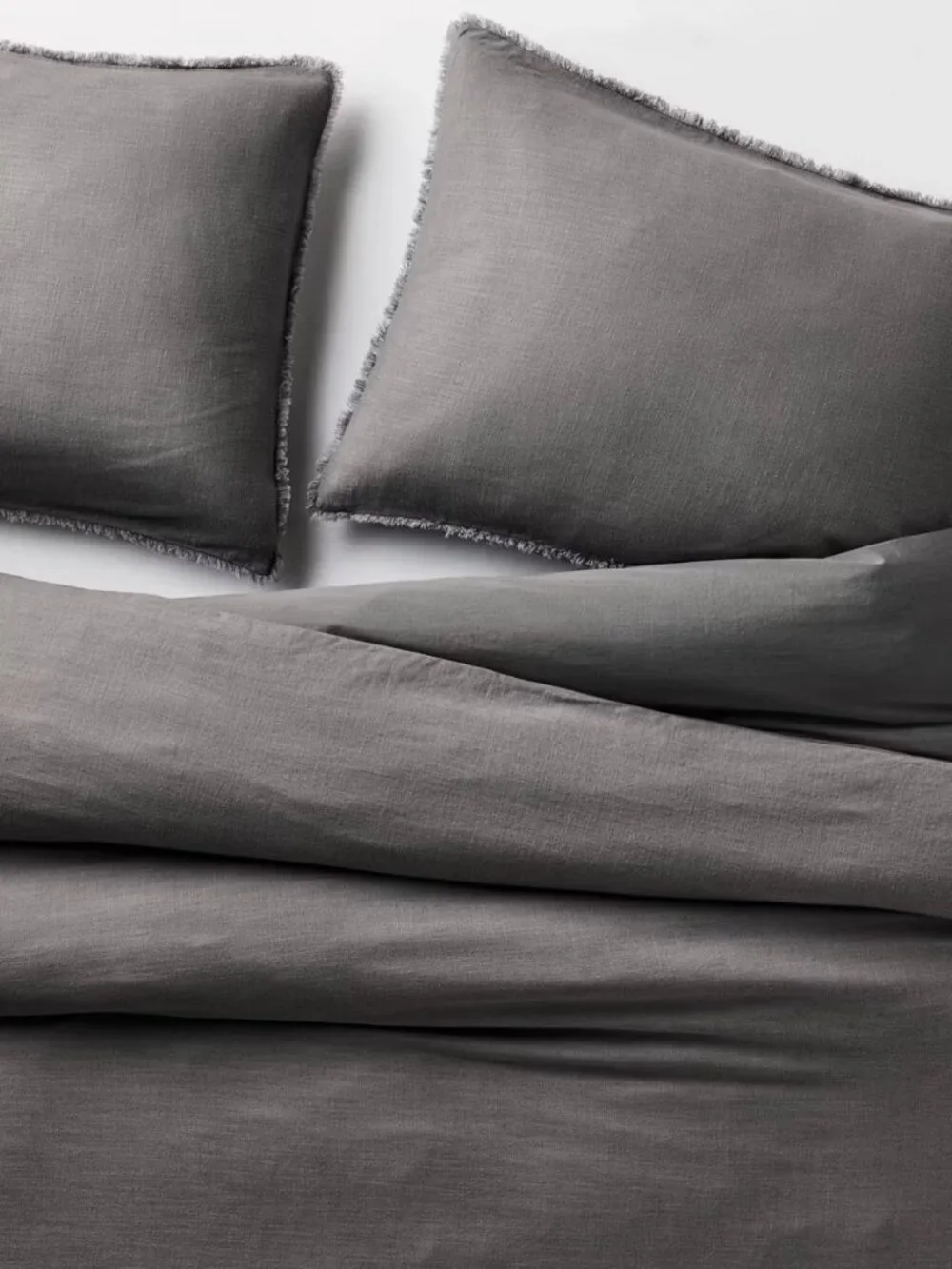 NWOT King Heavyweight Linen Blend Duvet Cover & Sham Set Dark Gray - Casaluna